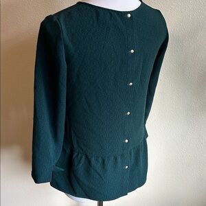 Sezane Forest Green Textured Blouse